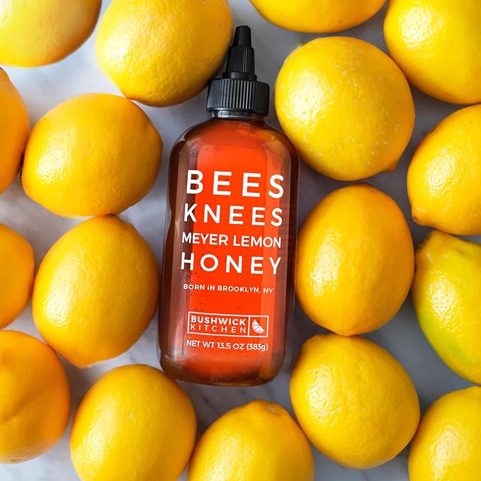 Bees Knees Meyer Lemon Honey Squeeze Bottle, Raw Honey for Tea, Sweet & Bright, Infused with Citrus & Made in the USA, Pure & All Natural, Unfiltered & Gluten Free, 12.5oz
