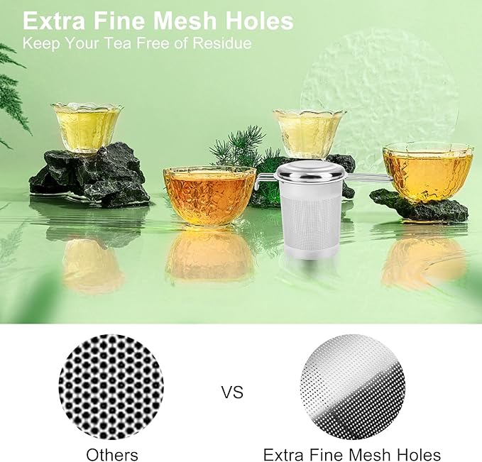 Numola Large Tea Infuser - Stainless Steel Loose Leaf Tea Steeper with Heat Resistant Double Handles, Tea Strainer & Tea Ball for Mugs, Cups & Teapots - Perfect for Home, Office, Coffee