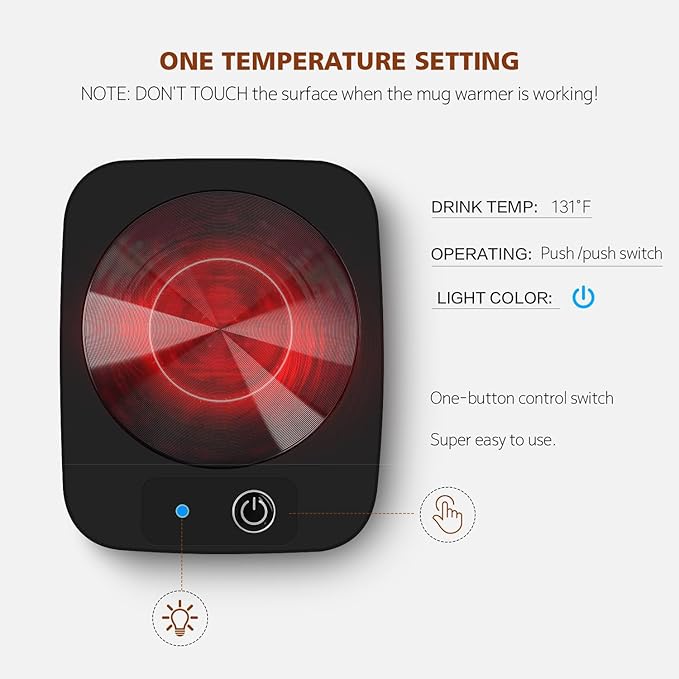 Coffee Mug Warmer, Smart Candle Warmer, Electric Cup Warmer with Aluminum Metal Panel for Office, Desk Accessories, Electric Beverage Warmer for Cocoa, Milk, Coffee Gifts for Dad