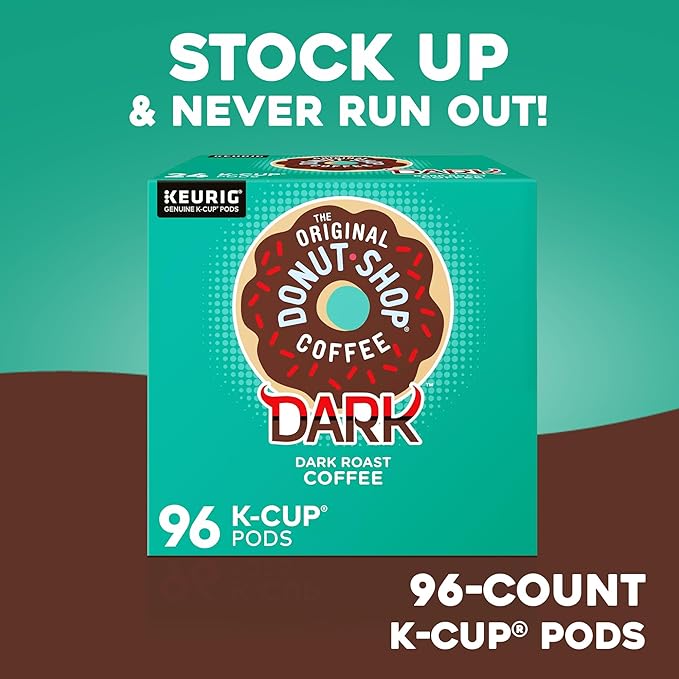 The Original Donut Shop Dark Coffee, Keurig Single-Serve K-Cup Pods, Dark Roast, 96 Count
