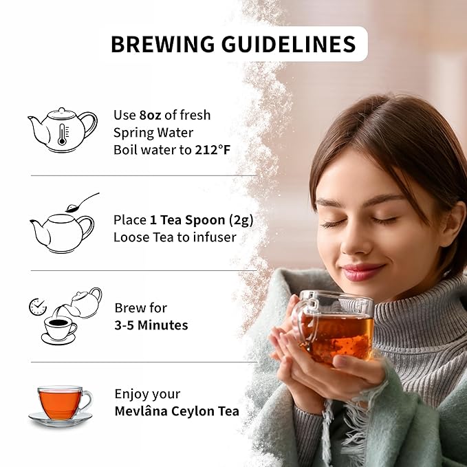 Mevlana - Pure Ceylon Loose Leaf Tea | Premium Black Tea Leaves | Rich & Smooth Sri Lankan Blend | Naturally Fresh | Perfect for Tea Lovers & Iced or Hot | OP 1 Grade | 1lb 454g