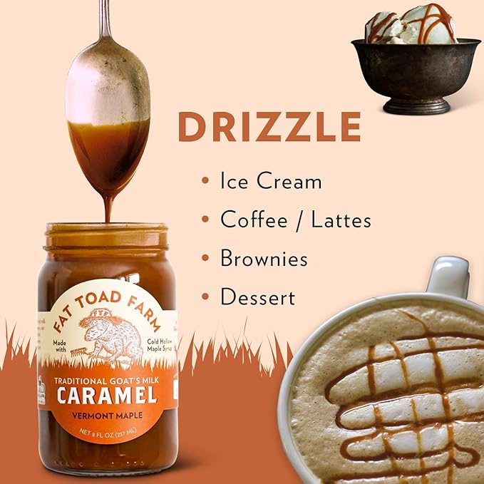 Fat Toad Farm Traditional Goat’s Milk Caramel Sauce/Cajeta, Vermont Maple, Gluten Free, 8 fl oz