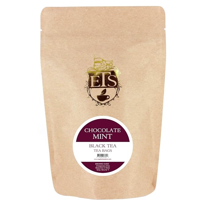 Chocolate Mint Flavored Black Tea Tea Bags 25 Count | Ceylon Black Tea Blend with Chocolate Mint Flavor | Hot or Iced Refreshing Herbal Infusion | Premium Tea Gift Pack