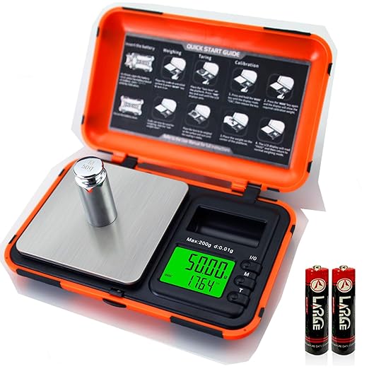 Digital Pocket Scale Precision 200g/0.01g with 50g Cal Weights,LCD Display Digital Scale Grams Ounces, Mini Jewelry Scale, Coins Scale for Gold/Silver/Gems/Food (Pocket Scale)