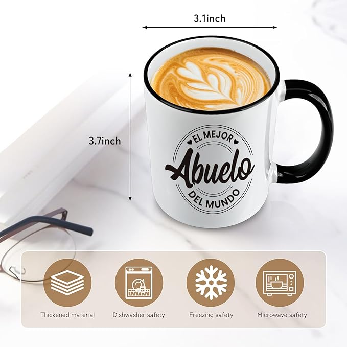 Grandpa Gifts, Best Abuelo Gifts In Spanish, El Mejor Abuelo Del Mundo Coffee Mug, El Abuelo Gift, Regalos Para Abuelo, Father's Day Birthday Christmas Gift for Grandpa, Abuelo Mugs, 11Oz