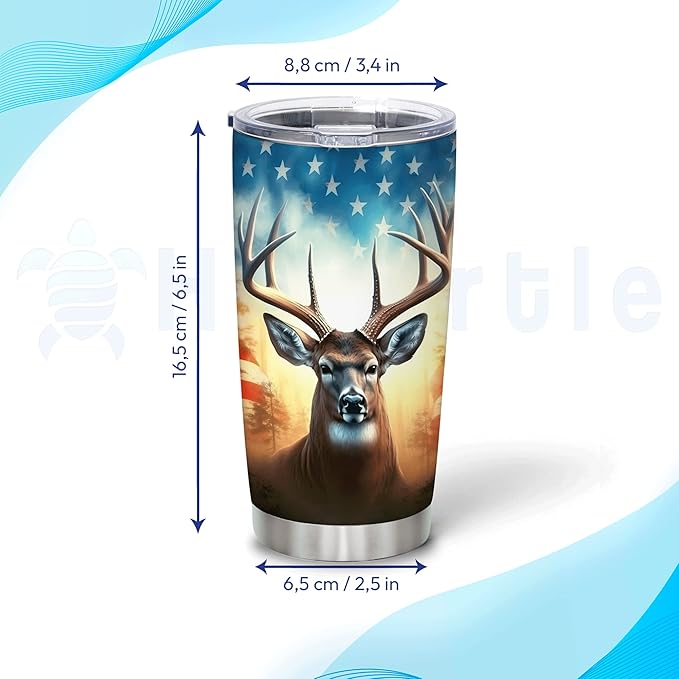 Hyturtle Personalized Hunting Gifts For Men - Deer Hunting Tumbler 20 Oz Travel Coffee Mug Stainless Steel - Fathers Day Hunting Gift For Dad, Him, Boy, Husband, Hunters On Birthday, Christmas