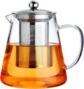 PARACITY Glass Teapot Stovetop 18.6 OZ, Borosilicate Clear Tea Kettle with Removable 18/8 Stainless Steel Infuser, Teapot Blooming and Loose Leaf Tea Maker Tea Brewer for Camping, Travel (550ML)