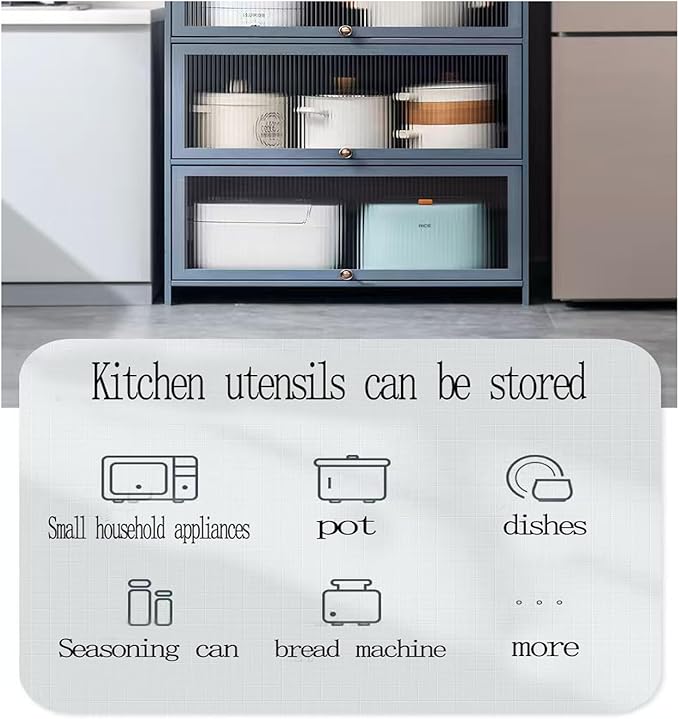 Kitchen Pantry Cabinet, Kitchen Storage Cabinets with Door, 55" Tall Pantries Cabinet & Cupboard for Kitchen, Dining Room, Living Room, Bamboo, Grey
