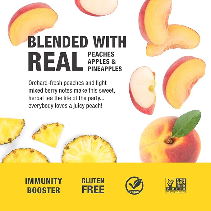 Tiesta Tea - Peach Party, Peach Hibiscus Herbal Tea, Premium Loose Leaf Tea Blend, Non-Caffeinated Fruit Tea, Make Hot or Iced & Up to 200 Cups, 16 oz Resealable Pouch
