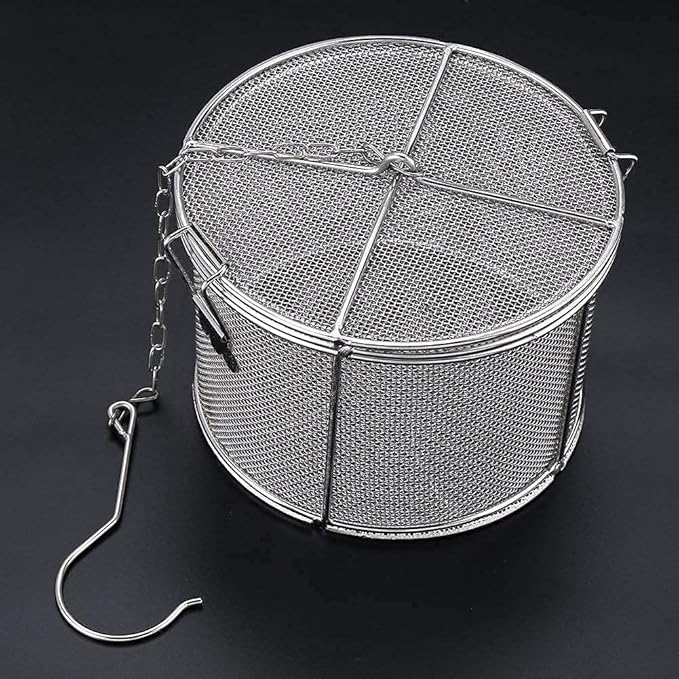 AUNMAS Seasoning Strainer, Stainless Steel Tea Mesh Tea Infuser Strainer with Extended Chain Hook for Brew Loose Leaf Tea and Seasonings, Sliver 5.52 x 3.94in