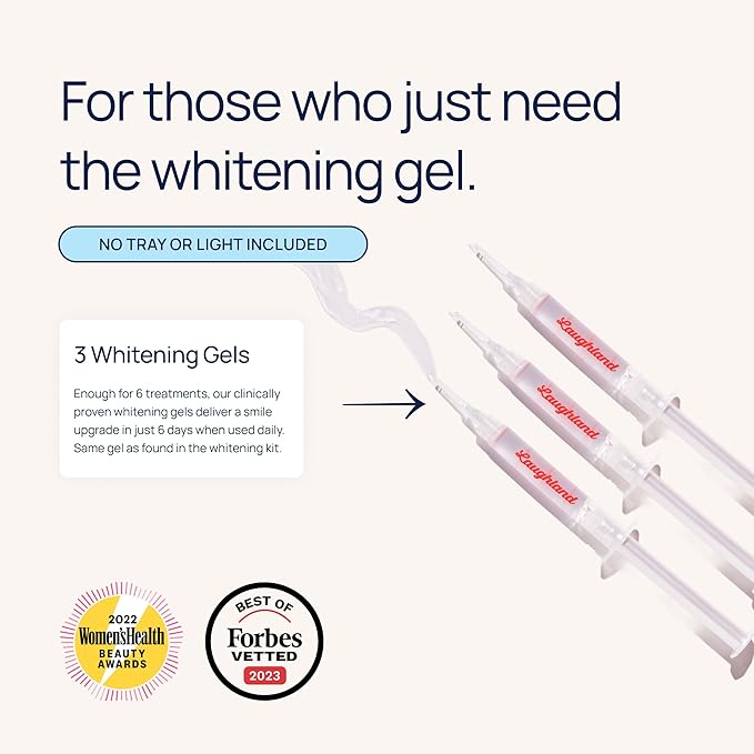 Laughland Original Teeth Whitening Gel 3 Pack, Tooth Whitener, Made with 8% Hydrogen Peroxide, Glycerin, Aloe Vera & Mint, at Home Dental Care, Travel Friendly, 6 Treatments (3 Pack, Original)