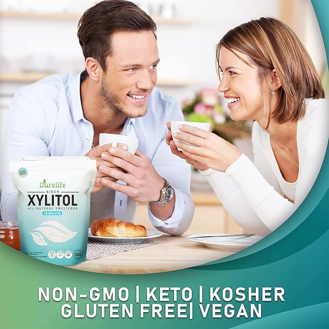 DureLife XYLITOL Sugar Substitute 10 LB (160 OZ) Made From 100% Pure Birch Xylitol NON GMO - Gluten Free - Kosher, Sugar alternative,