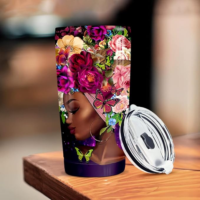 winorax Black Queen Nutrition Facts Tumbler Melanin Cup 20oz Stainless Steel Double Wall Vacuum Coffee Travel Mug With Lid African Gifts For Women Girls Friends Sister