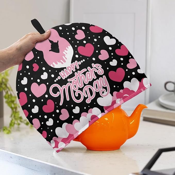 Heart Love Tea Cozy for Teapot Insulated Teapot Cozy Mom Kitchen Essentials Tea Pot Cozy for Keeping Warm Dust Proof Teapot Insulation Cover for Mother's Day