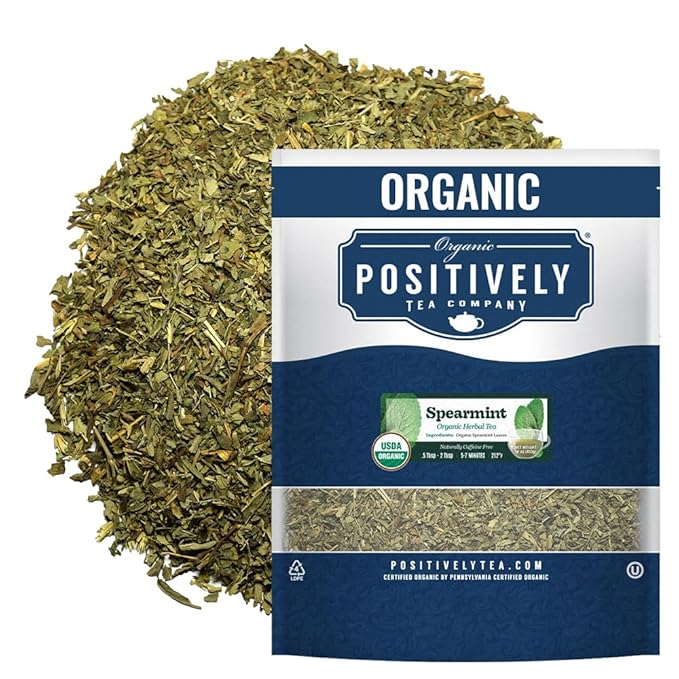 Organic Positively Tea Company, Spearmint Leaf Herbal Tea, Loose Leaf, 16 Ounce