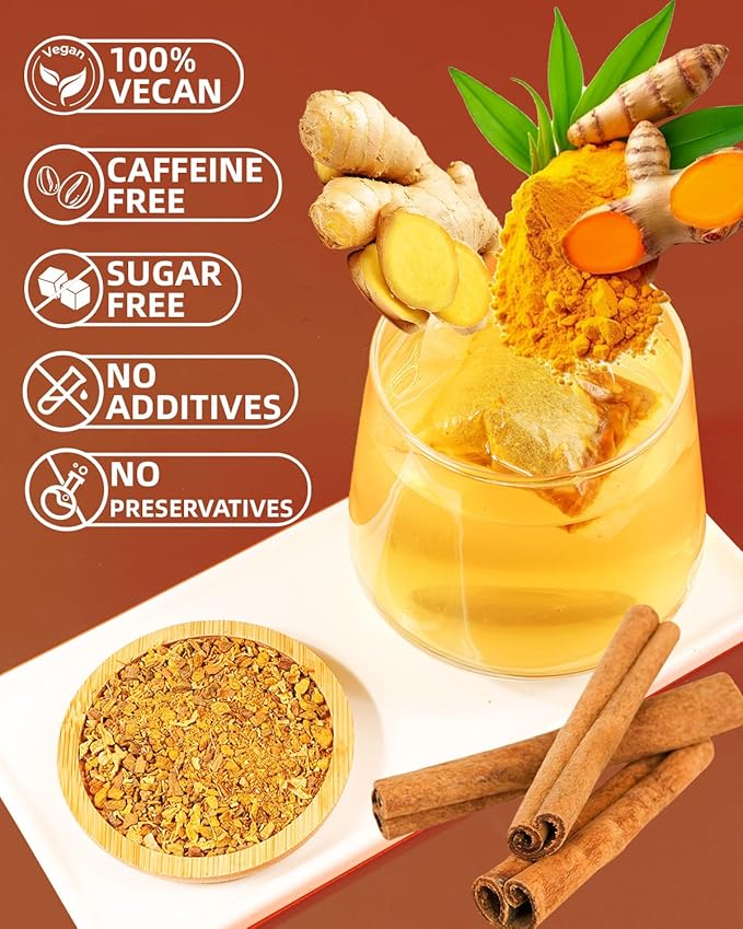 240 Premium Turmeric Ginger Cinnamon Tea Bags, 100% Natural Herbal Blend, Supports Digestion & Immune Health, No Sugar, No Caffeine, No Additives, Vegan, Premium Ingredients