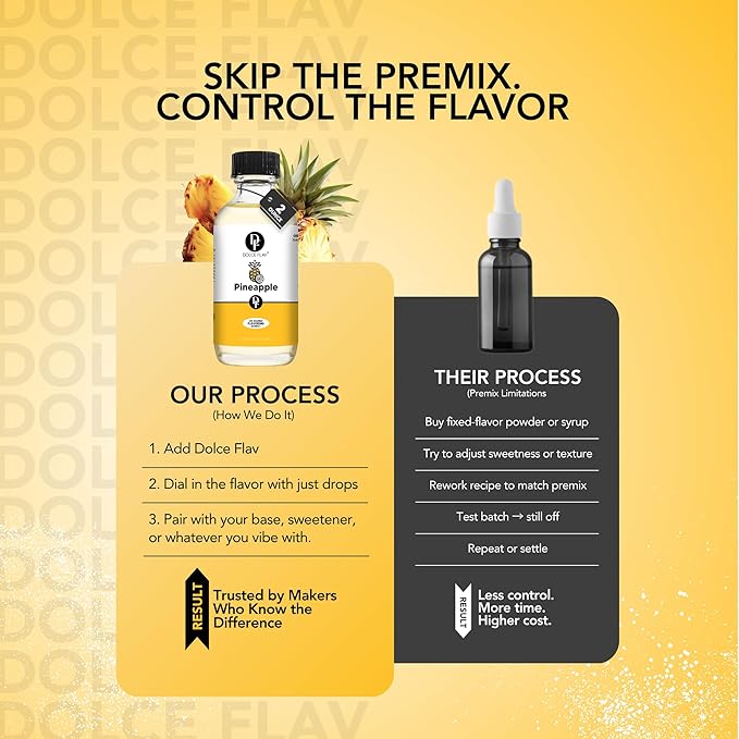 Dolce Flav Pineapple Extract – 8 Ounce Oil-Soluble Kosher Kosher, Sugar-Free, Concentrated Pineapple Flavor for Candy, Chocolates & Desserts