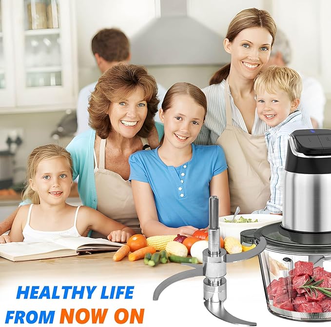 All Stainless Steel Food Processor Blade, Universal 8 Cup Plastic-Free Chopper Part Compatible with Ganiza, KOIOS, Syvio, Kitchen in the box, Homeasy and Most 8 Cup/2L Bowls