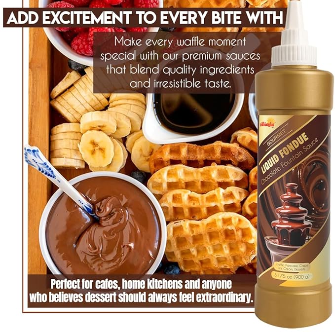 Gulluoglu Topping Sauce – Liquid FonduDessert Sauce, 30.42 fl oz 900g | Squueze Bottle | Perfect for Ice Cream, Cakes & Coffee, Topping (6 pack, Liquid Fondu)