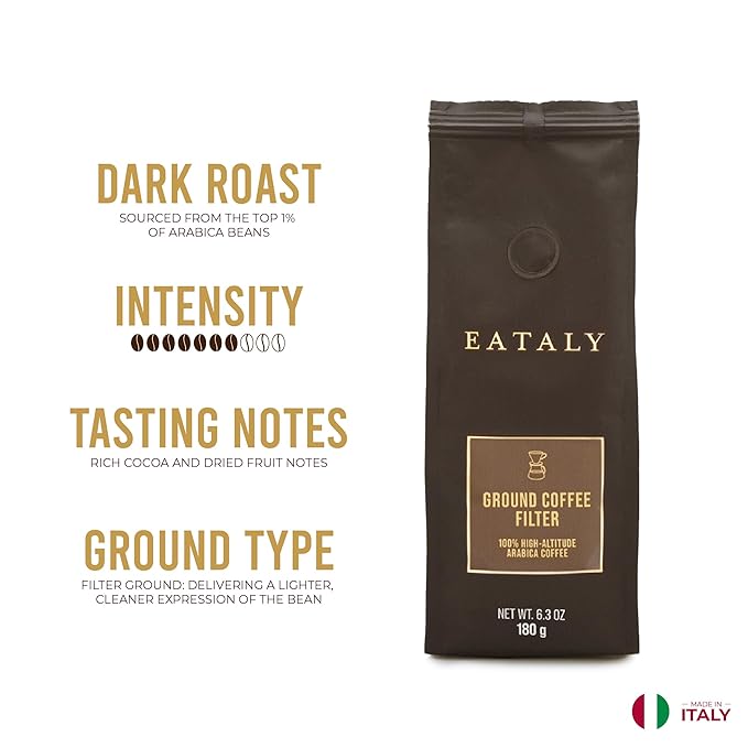 Eataly 100% High Altitude Arabica Coffee (6.3 Ounce (Pack of 1), Filter Ground Coffee)