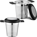 2 Pack Tea Strainers for Loose Tea Stainless Steel Fine Mesh Steeper & Infuser with Large Capacity Tea Diffuser Basket and Lid Fits for Cup