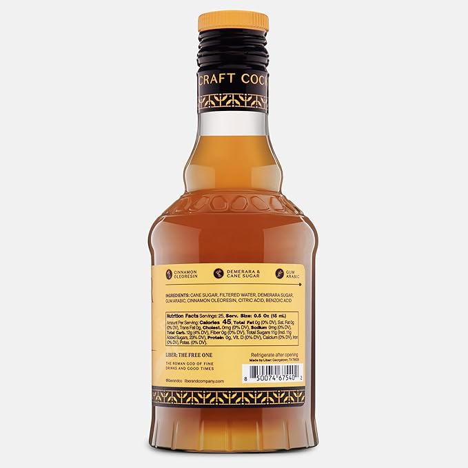 Liber & Co. Cinnamon Syrup for Coffee & Cocktails – Real Cinnamon Oleoresin Drink & Latte Flavoring, Fall & Winter Recipes, Tiki Cocktails – Makes 25 Drinks (12.7 oz)