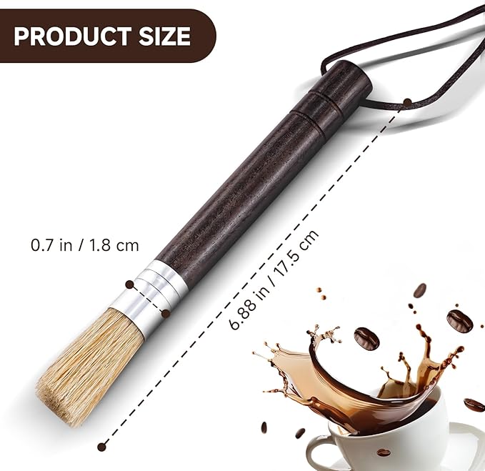 AZMCHEF Coffee Grinder Cleaning Brush with Stiff Boar Bristle & Wood Handle, Espresso Machine Brush with Hanging Loop for Home Kitchen