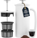 ESPRO P7 French Press Stainless Steel 304 – Patented Double Walled Micro-Filter Insulated French Press Coffee Maker, Grit-Free Brew - Heat Resistant BPA Free - Matte White (18oz)