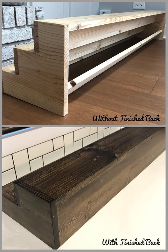 Handmade Tiered Display Shelving - Three Tier Bar Display - Bar Organizer - Liquor Bottle Display (42" without Back, Special Walnut)