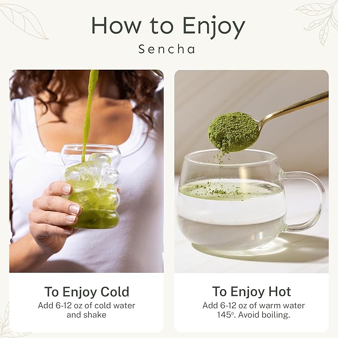 Yu Tea Organic Sencha Green Tea Powder, 100 Servings | Rich in Antioxidants, EGCG, & L-Theanine | Pure Japanese First Harvest Leaf | Low Caffeine & Unsweetened | Resealable Pouch, 2.65 oz