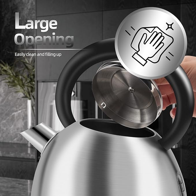 1.7L Electric Kettle, Cute Water Boiler with Thermometer & Auto Shut-Off, 1200W Fast Boiling Kettle for Home Kitchen Office, BPA-Free, Boil-Dry Protection (Stainless Steel Sanding)
