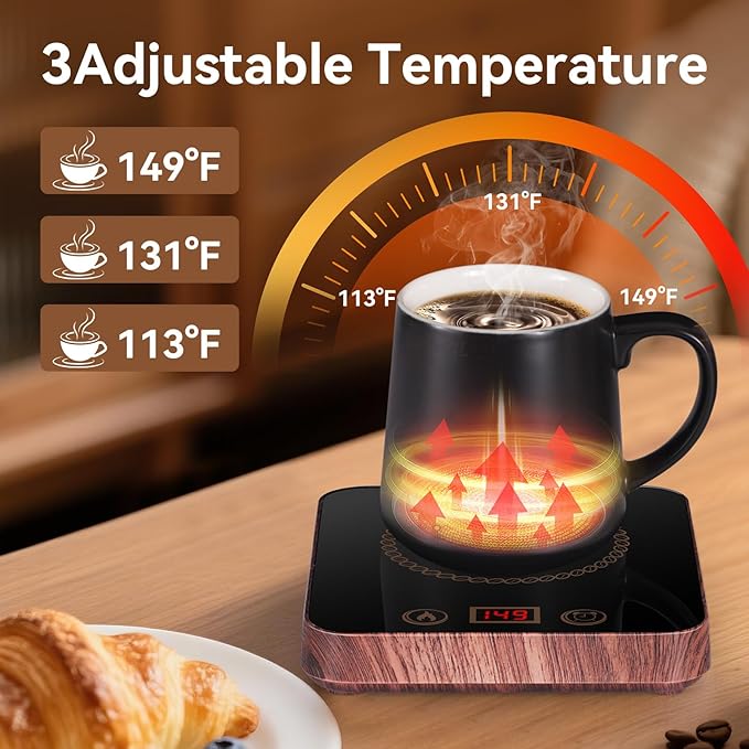 Coffee Mug Warmer for Desk with Auto Shutoff, Coffee Cup Warmer for Desk Auto Shut Off with 3 Temp. Settings & 1-12H Timer (Xmas Coffee Gifts)