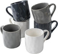Porcelain Coffee Mugs Set of 6 with Hand Pinch Texture, Non-toxic, Stylish Gift 12 OZ Ceramic Coffee Tea Milk Coco Mug, Microwave and Dishwasher Safe (Dark blue, White, Grey)