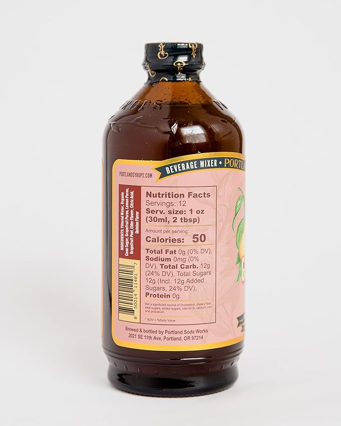 Portland Syrups Grapefruit Tonic Syrup - Refreshing Citrus Flavor - Premium Beverage Concentrate for Cocktails, Mocktails, Tea, and More - 12 oz with 12 Servings (Pack of 2)