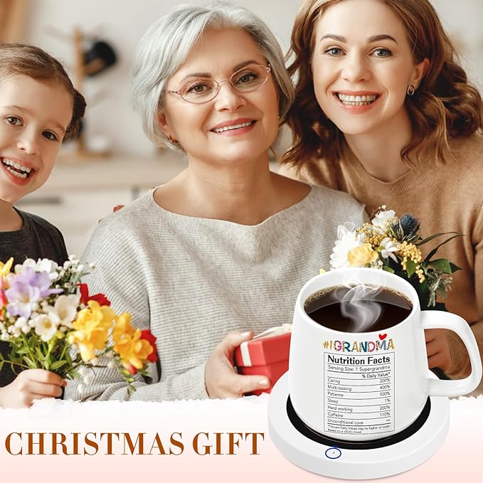 Coffee Mug Warmer, Coffee Cup Warmer for Desk, Gifts for Grandma, Heated Coffee Warmer for Nana Home Office Christmas Birthday Gifts
