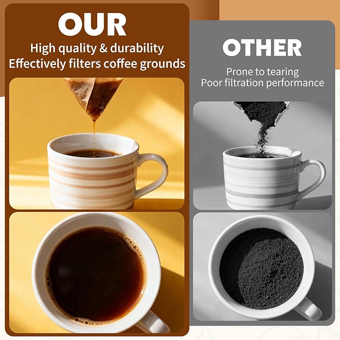 200 Count Cone Coffee Filters, Coffee Filters #1 Disposable, V60 Natural Unbleached Cone Paper Filter for Pour Over and Drip Coffee Maker, Suitable for Home Coffee Shop (1-2 Cup)