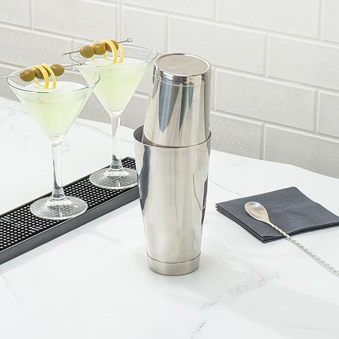 Restaurantware Bar Lux 16 Ounce Boston Shaker 1 Metal Cocktail Shaker - Weighted Bottom No Leak Stainless Steel Martini Drink Mixer Essential Bar Tool For Home Use Or Bartenders