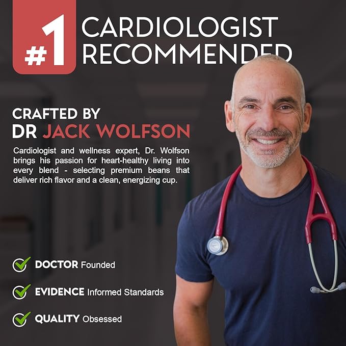 Cardiology Coffee – Whole Bean Coffee – USDA Certified Organic, Mold Free 12oz Premium Dark Roast Coffee Beans - Organic Espresso Beans with Antioxidant Benefits – Perfect for Heart Healthy Lifestyle
