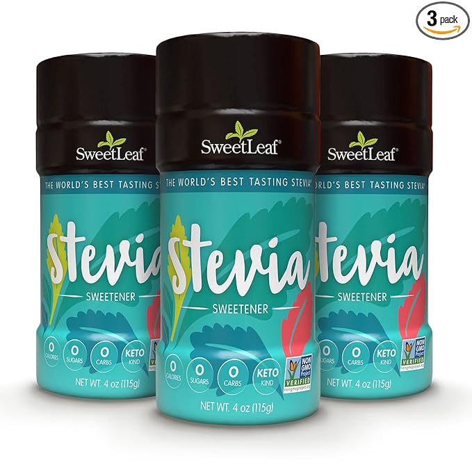 SweetLeaf Stevia Powder Shaker Jar - Zero Calorie Sweetener with Stevia Leaf Extract, No Artificial Sweetener Additives, Sugar Free, Keto Friendly, Non GMO, Gluten Free - 4 Oz (Pack of 3)