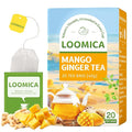 LOOMICA Mango Ginger Tea Bags, Caffeine-Free, Spiced Herbal Tea with Ginger, Cardamom & Cinnamon, Naturally Sweet & Tropical Vibe, Perfect for Relaxation, 20 Counts