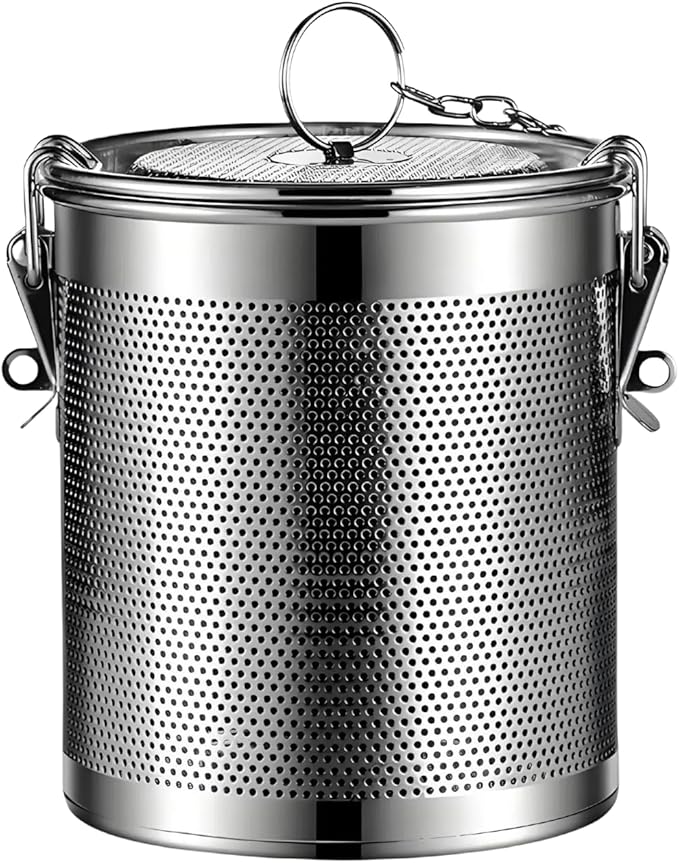 Stainless Steel Tea Ball Strainer Tea Infuser Soup Seasonings Seperation Basket Spice Filter Seasoning Strainer Mesh Filter Extra Fine with Chain Hook-1.36L(12CM*12CM)
