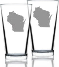 Wisconsin State Outline - Pint Glasses for Beer - Set of 2 - State Themed Drinking Decor and Gifts for Wisconsinites - 16 Ounce