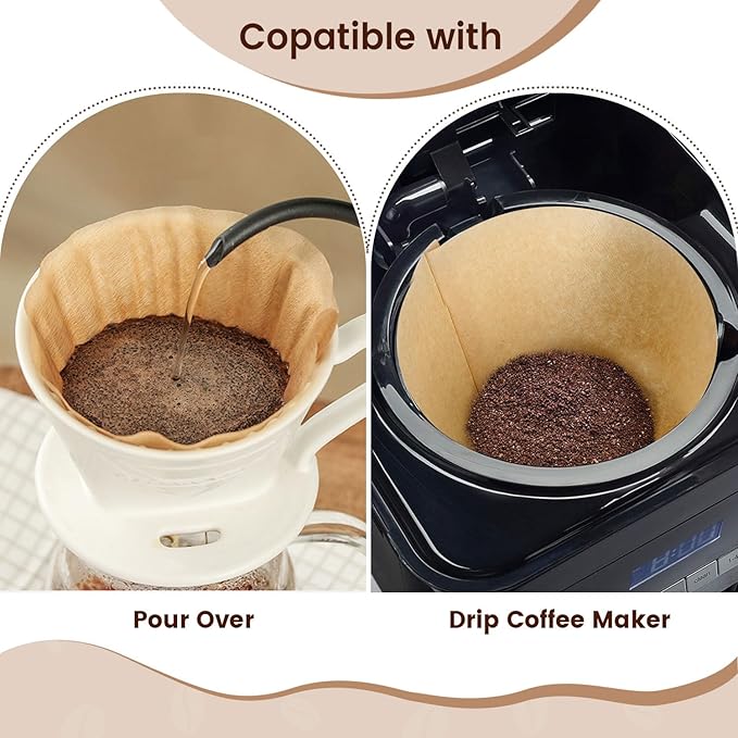 160 Count Cone Coffee Filters #4, Unbleached Size 04 Coffee Filters 8-12 Cup, Disposable Natural Paper Filters, No.4 Cone Filters For Ninja, Pour Over and Drip Coffee Maker
