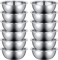 Pinkunn 12 Pcs Stainless Steel Mixing Bowls, Nesting Metal Salad Prep Bowls Bulk Reusable Baking Food Container Large Medium Small for Kitchen Hotel Restaurant Cooking, Silver (9.45 x 3.15 Inch)
