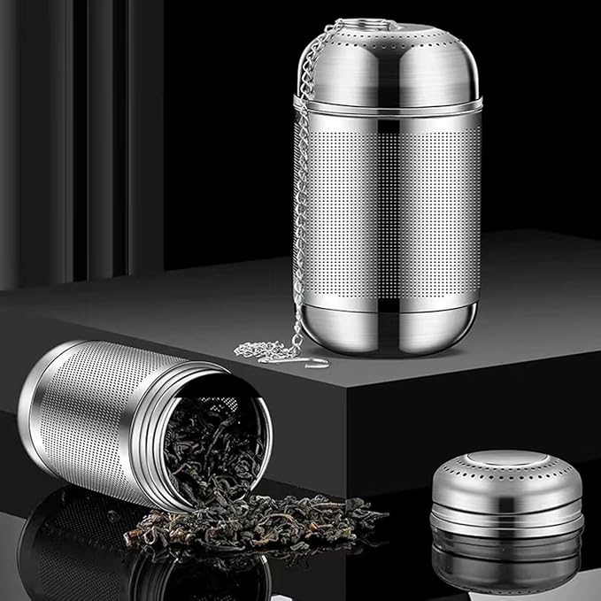 2pcs Tea Infuser, 304 Stainless Steel Tea Strainers for Loose Tea, Loose Leaf Tea Steeper, Fine Mesh Tea Ball holder with Chain Hook and Lid, Reusable Tea Filter Bags Diffusers