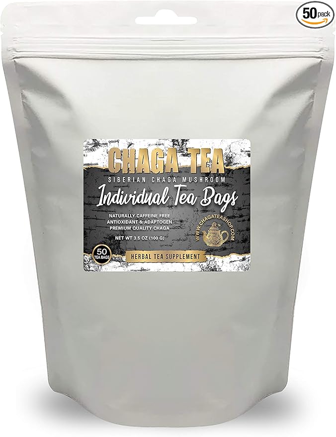 Siberian Chaga Mushroom Individual Filter Tea Bags Original 50 Filter Bags Net Wt 3.5 Oz (100g)