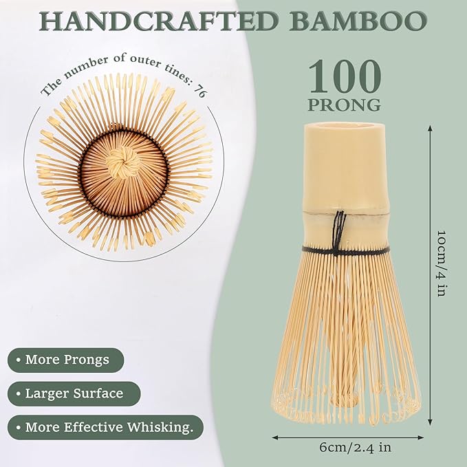 Bamboo Matcha Whisk Traditional Japanese Matcha Whisk Handcrafted Chasen for Matcha Powder Bamboo Whisk for Authentic Matcha Tea Ceremony Tea Preparation