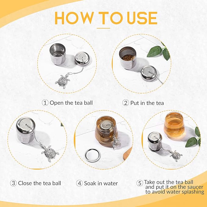 3 Sets Tea Infusers Steeper for Loose Leaf Tea Holder Stainless Steel Tea Ball Mesh Strainer Filters with Drip Trays and Pendant(Cute Style)