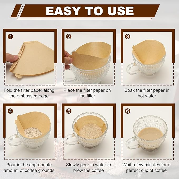 uxcell 100Pcs Coffee Filters, Disposable Fan-Shaped Paper Filter for 1-4 Cups, Suitable with Home Office Use and Drip Coffee Maker, White(U1O2)