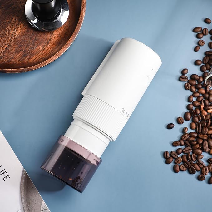 Electric Coffee Grinder Automatic Conical Burr Coffee Grinder with Precise Adjustable Settings, Portable Coffee Grinders for Travel (White)